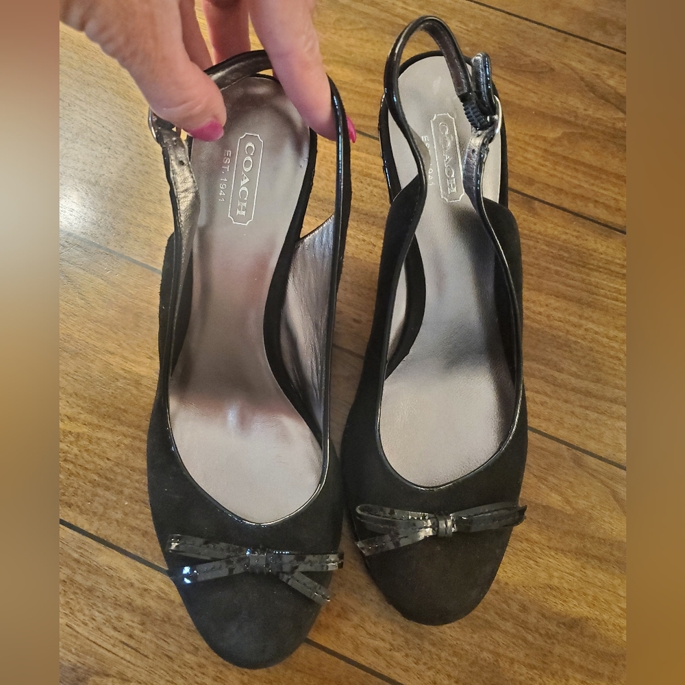 Coach Black Heels with Bow Accent